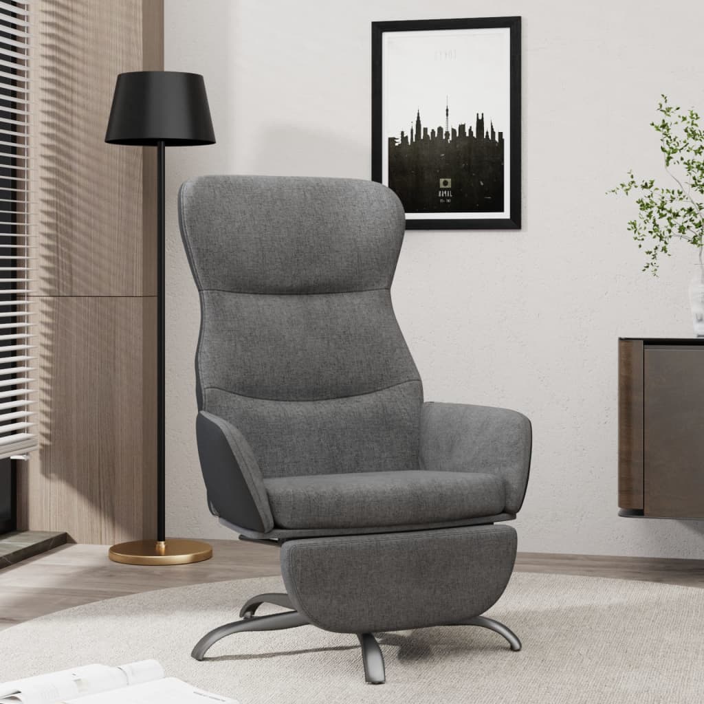 vidaXL Cadeira de descanso c/ apoio de pés tecido cinzento-escuro