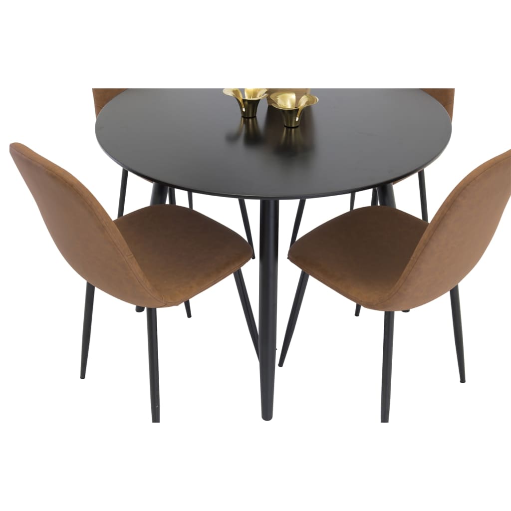Venture Home Cadeiras jantar Polar 2pcs aspeto de couro castanho/preto