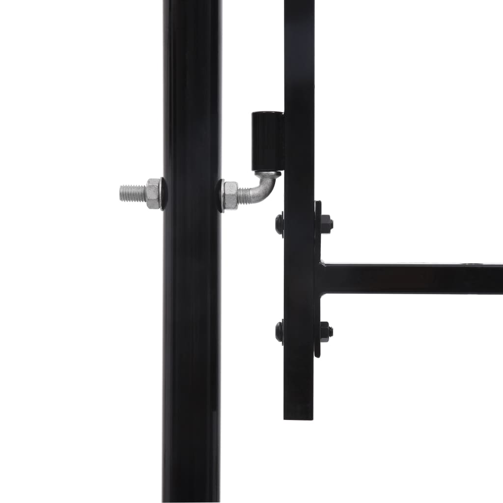 vidaXL Portão p/ cerca porta dupla topo em espetos 3x1,25 m aço preto