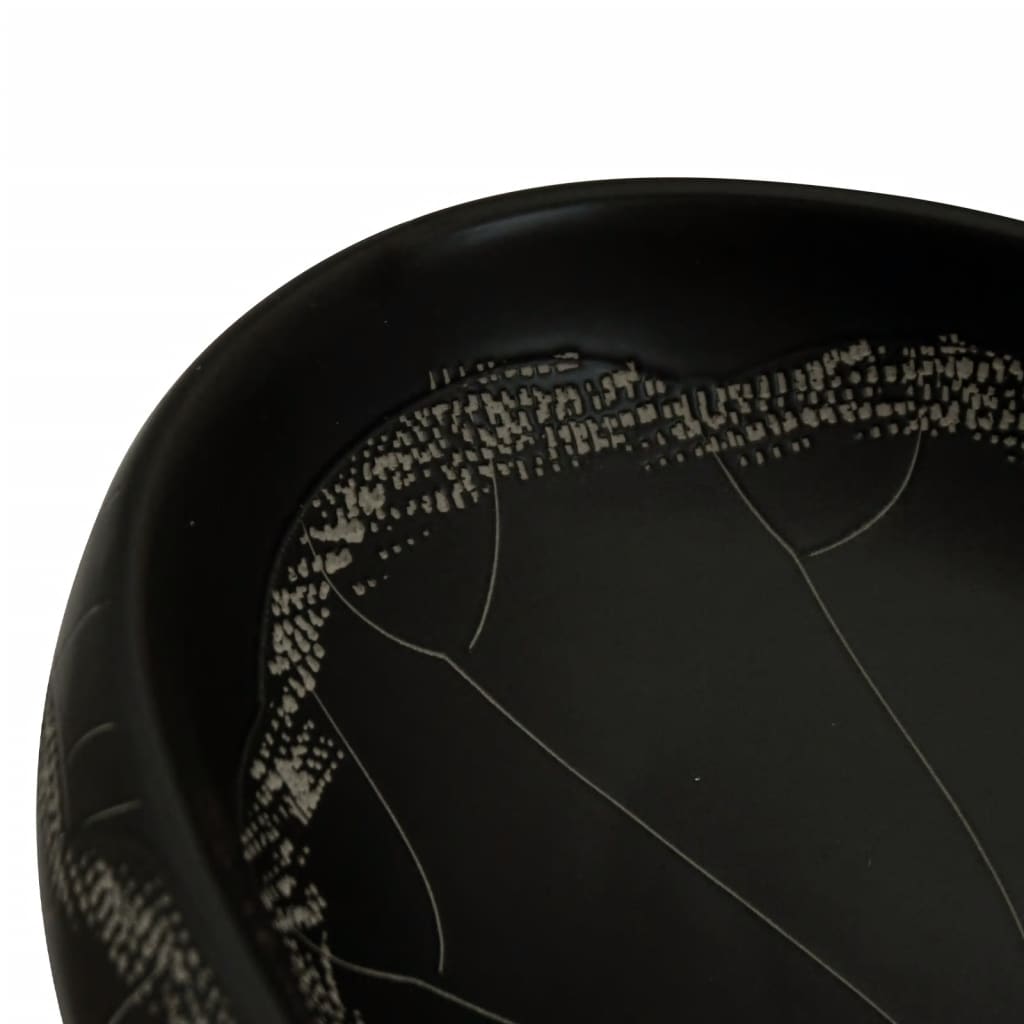 vidaXL Lavatório de bancada oval 59x40x15 cm cerâmica preto
