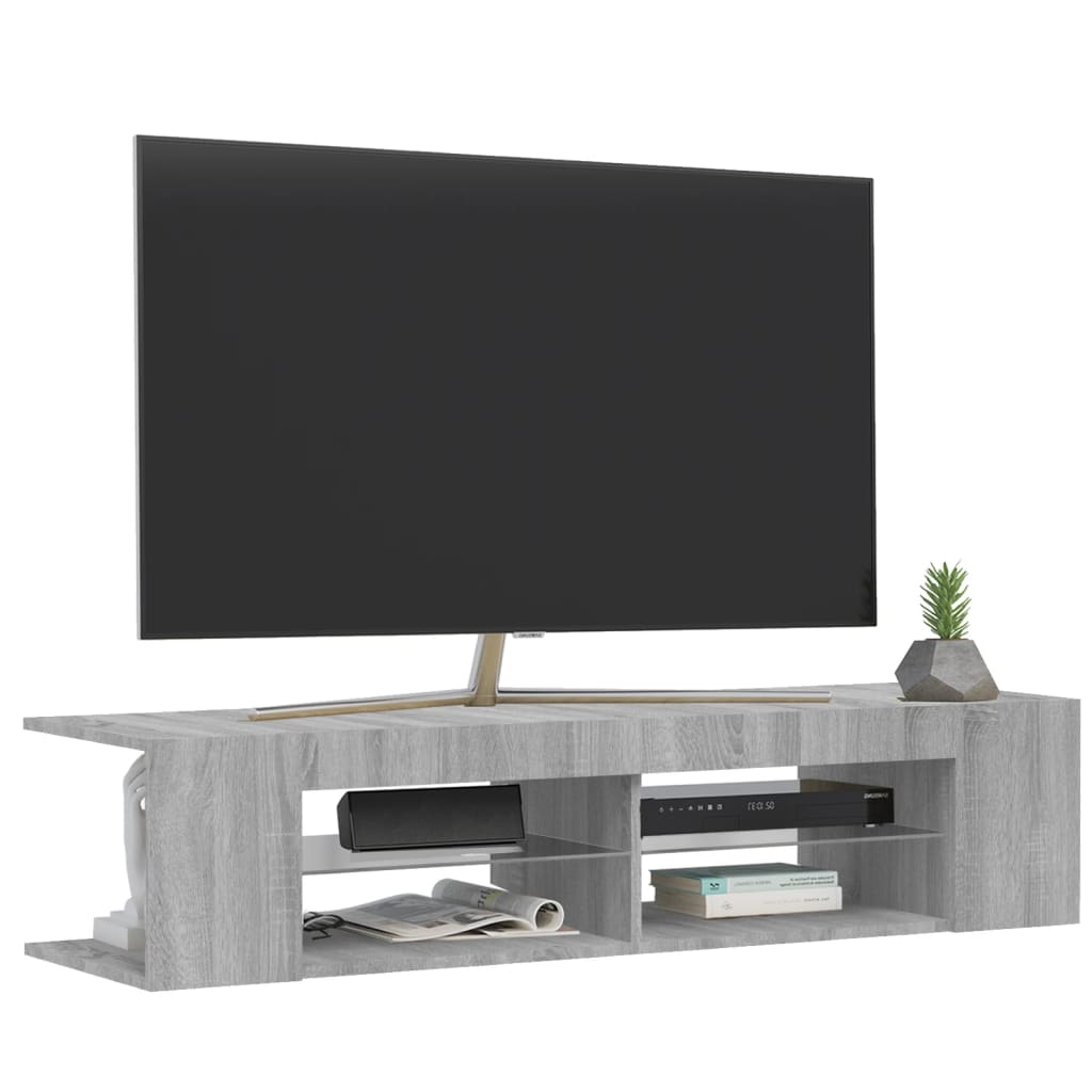 vidaXL Móvel de TV com luzes LED 135x39x30 cm cinzento sonoma