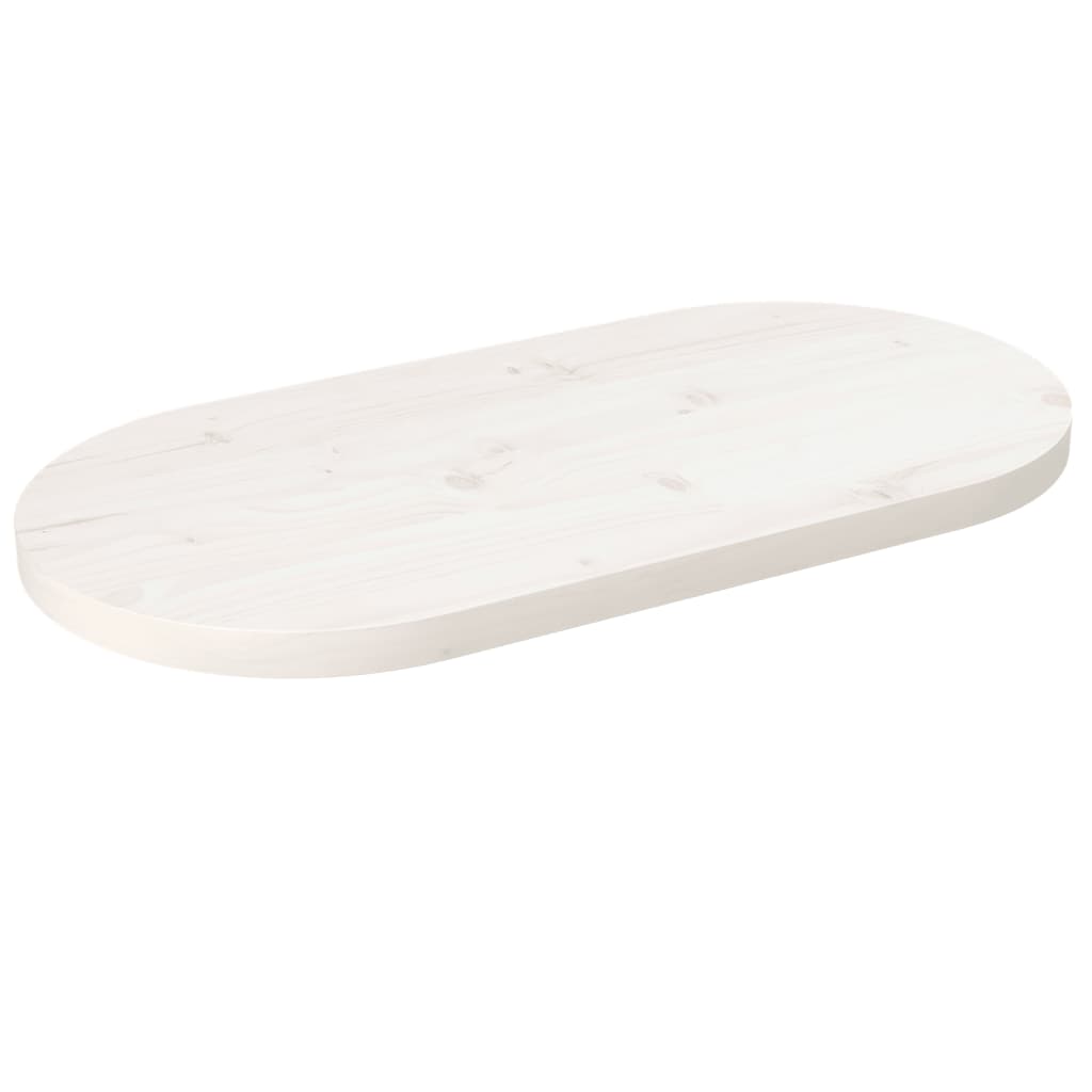vidaXL Tampo de mesa oval 80x40x2,5 cm pinho maciço branco