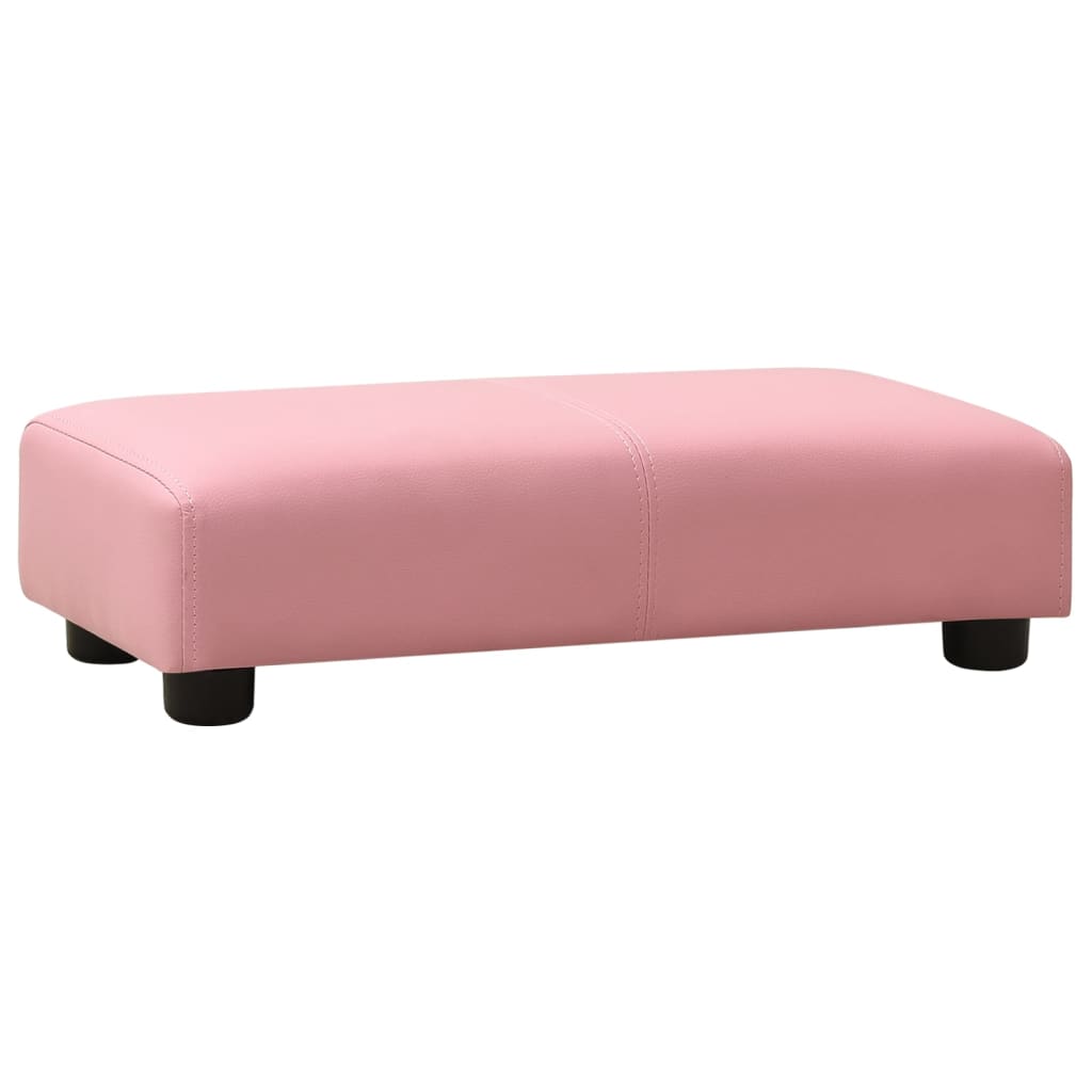 vidaXL Sofá infantil com banco couro artificial rosa