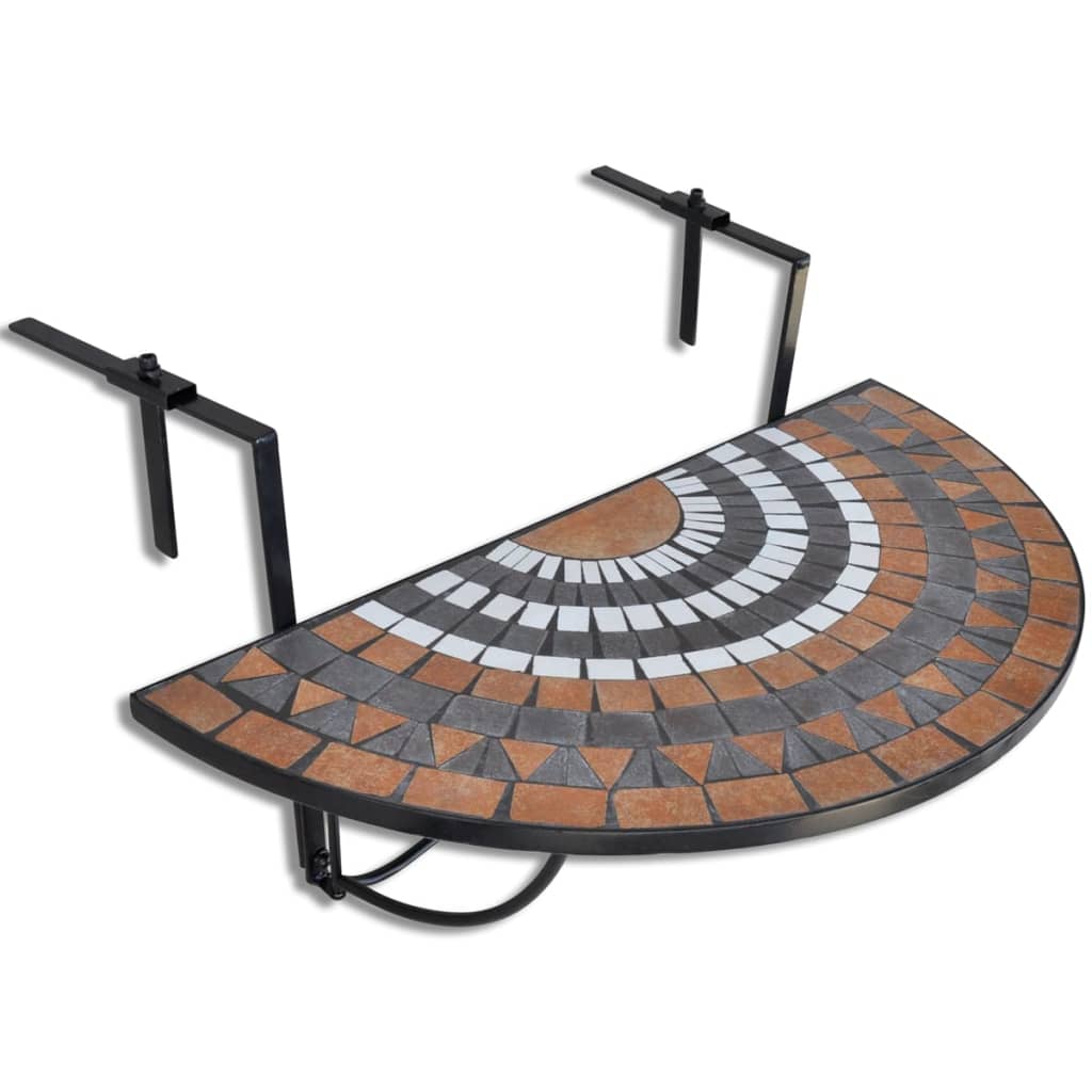 vidaXL Mesa de varanda suspensa mosaico terracota e branco