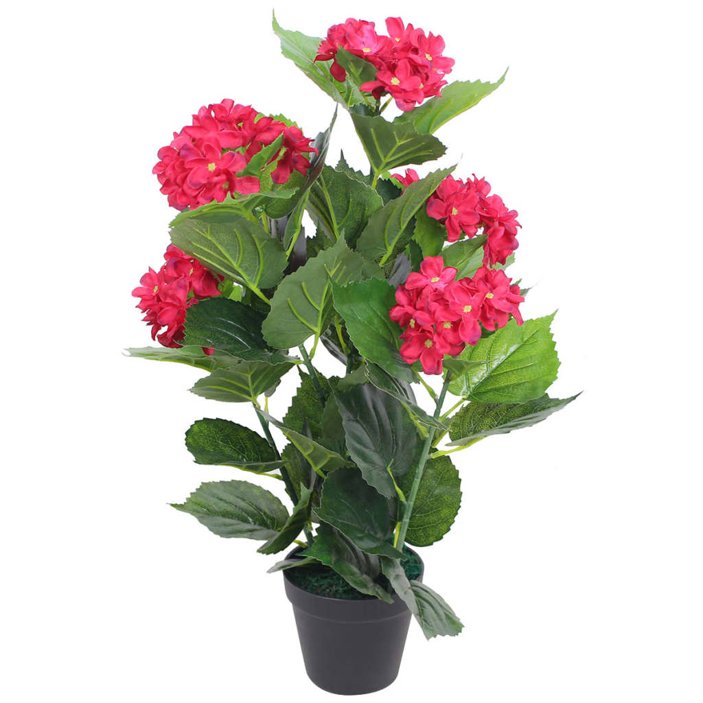 vidaXL Planta hortênsia artificial com vaso 60 cm vermelha