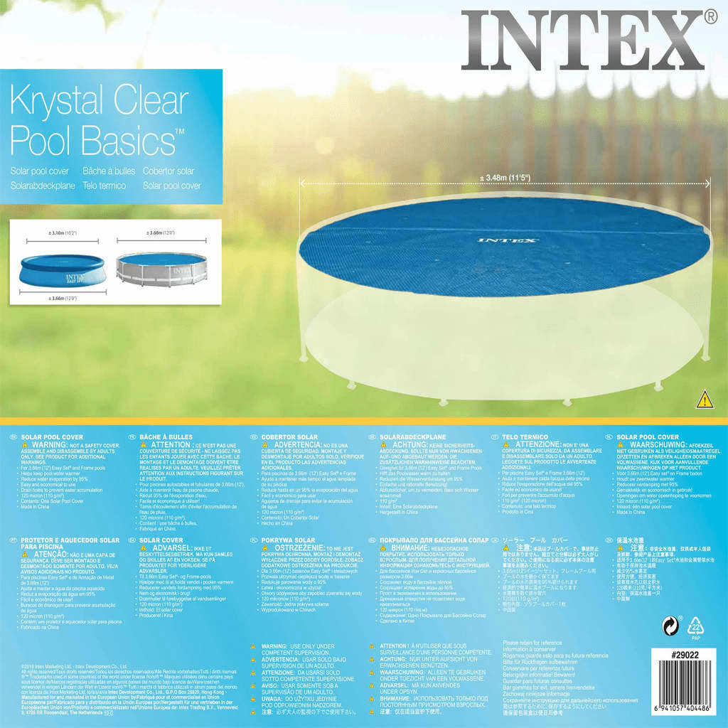 Intex Cobertura para piscina solar redonda 366 cm 29022