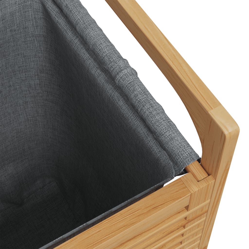 vidaXL Cesto de roupa suja c/ saco cinzento 32x30x36,5 cm bambu
