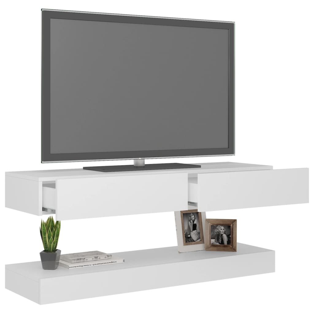 vidaXL Móvel de TV com luzes LED 120x35 cm branco