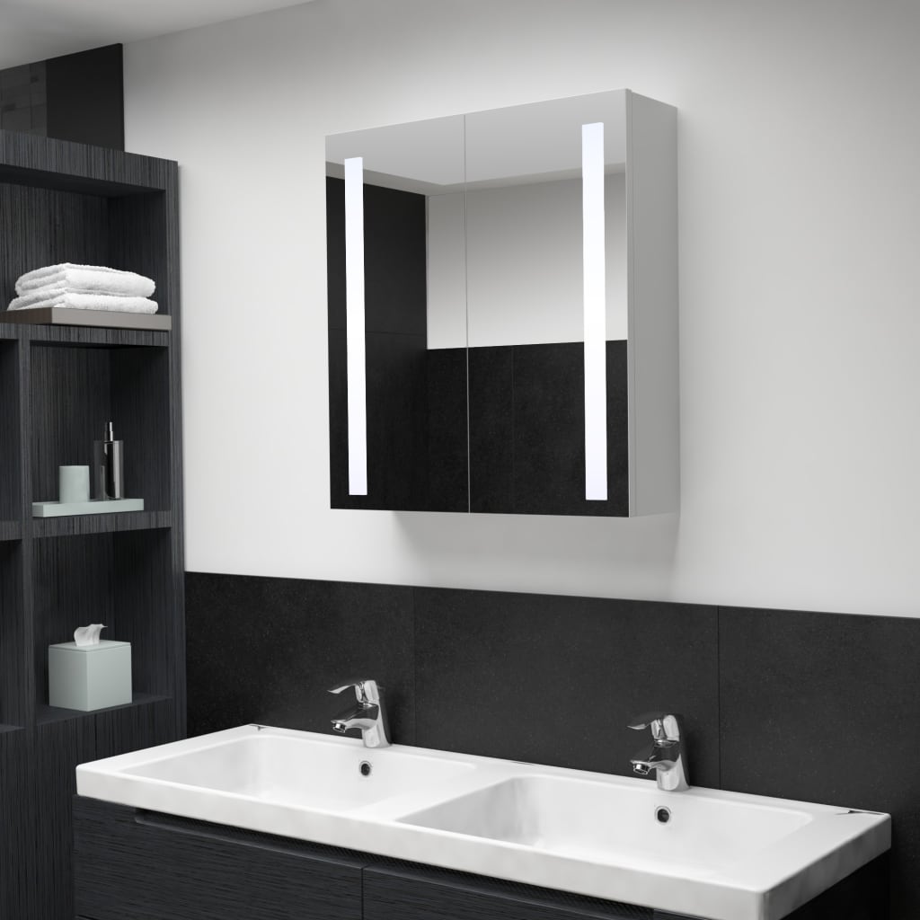 vidaXL Armário espelhado para casa de banho com LED 60x14x62 cm