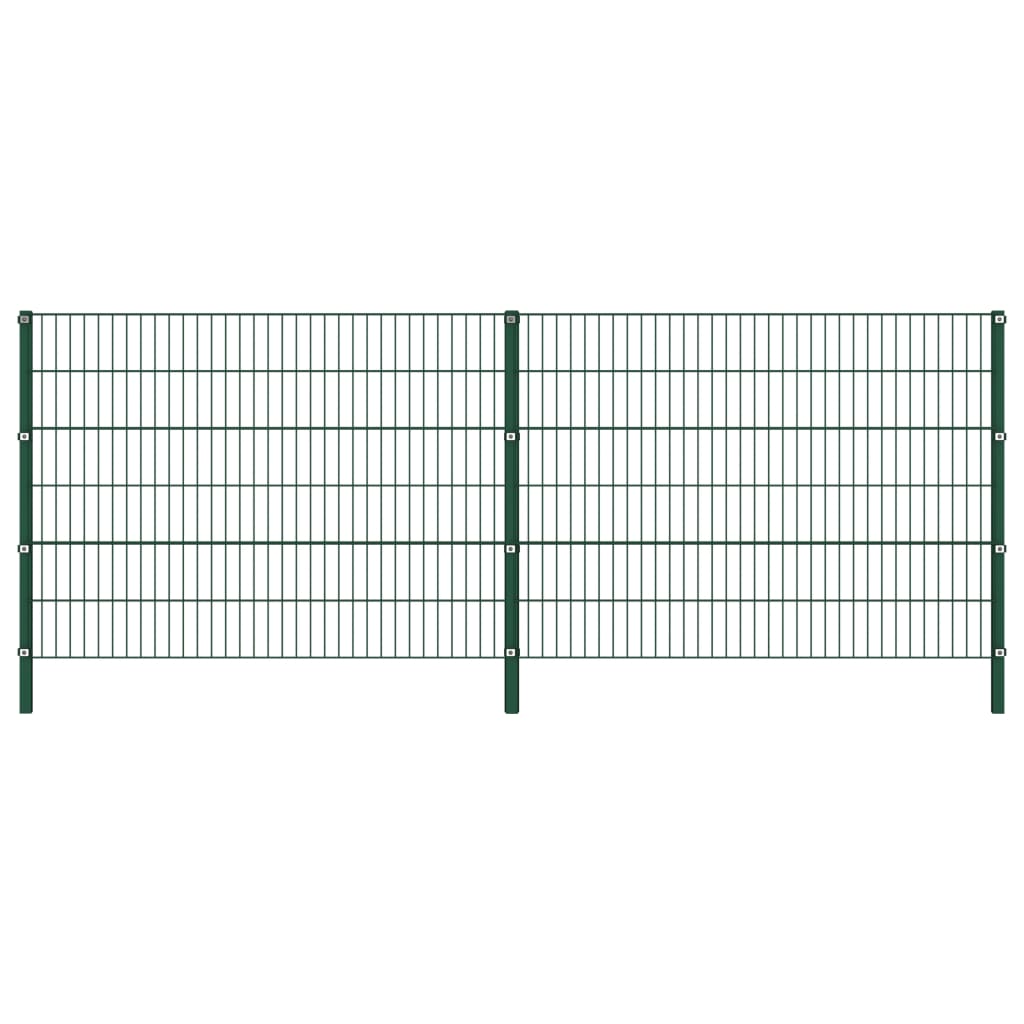 vidaXL Painel de vedação com postes ferro 3,4x1,2 m verde