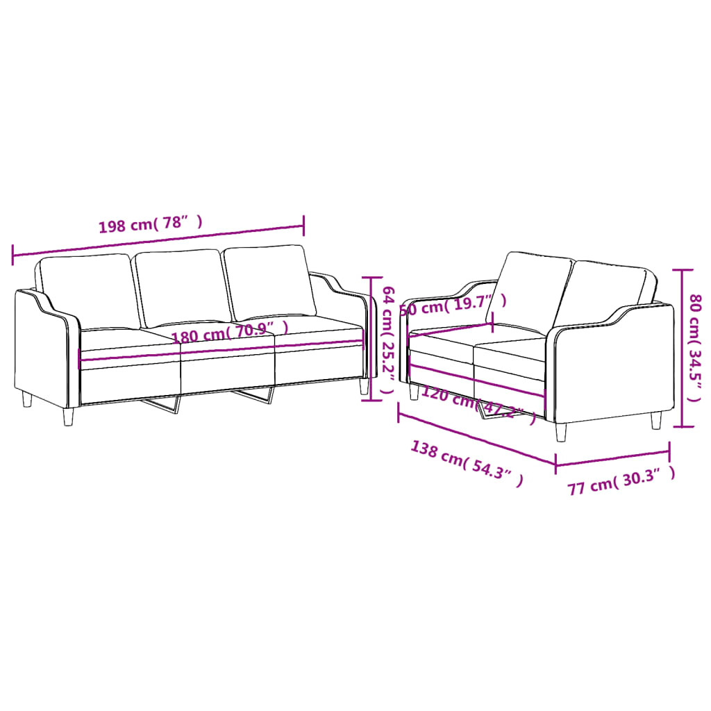 vidaXL 2 pcs conjunto de sofás com almofadões tecido amarelo-claro