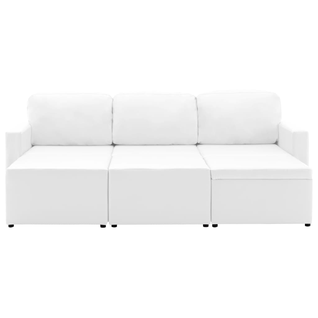 vidaXL Sofá-cama modular de 3 lugares couro artificial branco