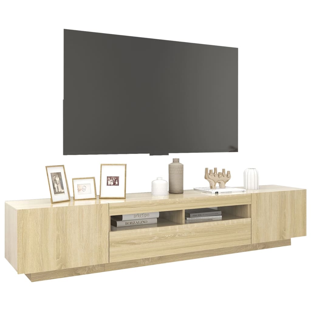 vidaXL Móvel de TV com luzes LED 200x35x40 cm carvalho sonoma