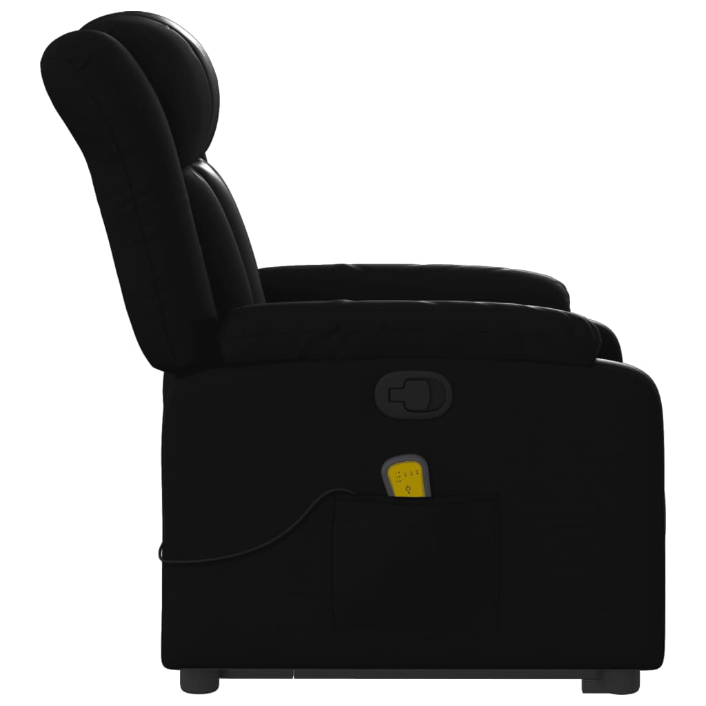 vidaXL Poltrona massagens reclinável elevatória couro artificial preto