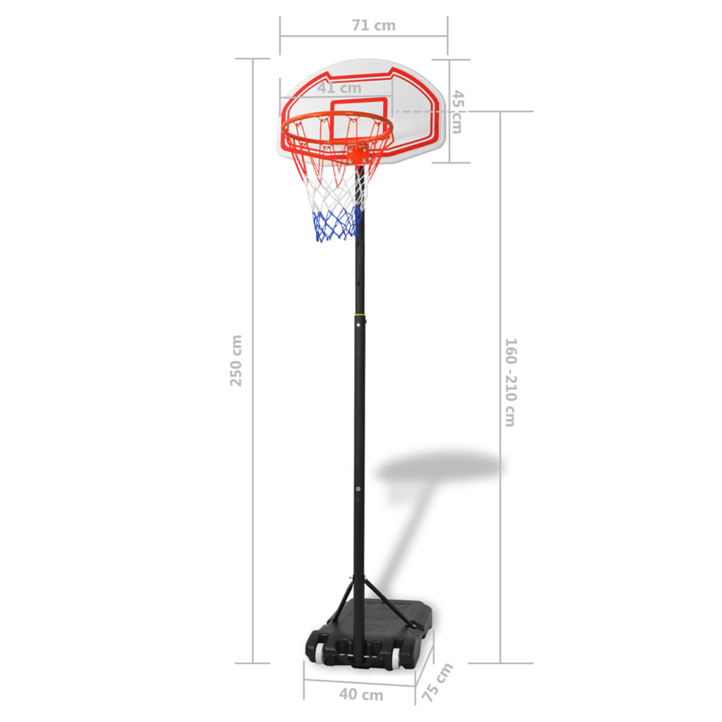vidaXL Tabela de basquetebol portátil 250 cm