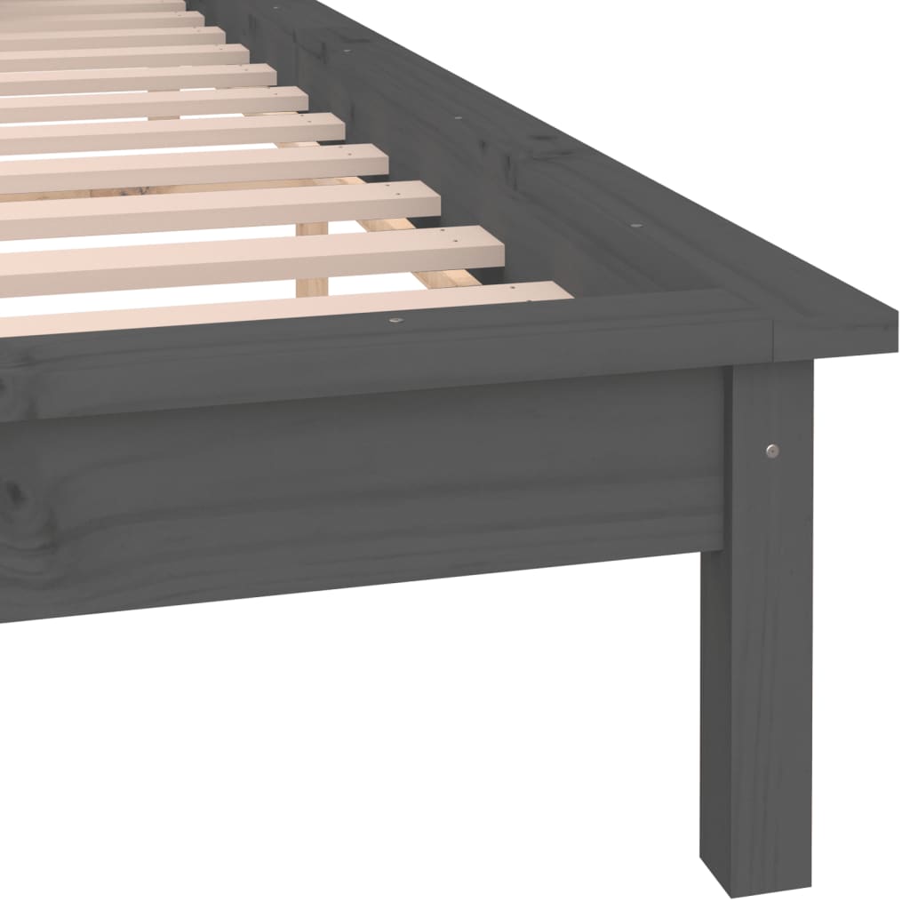 vidaXL Estrutura de cama c/ LED 140x190 cm madeira maciça cinzento