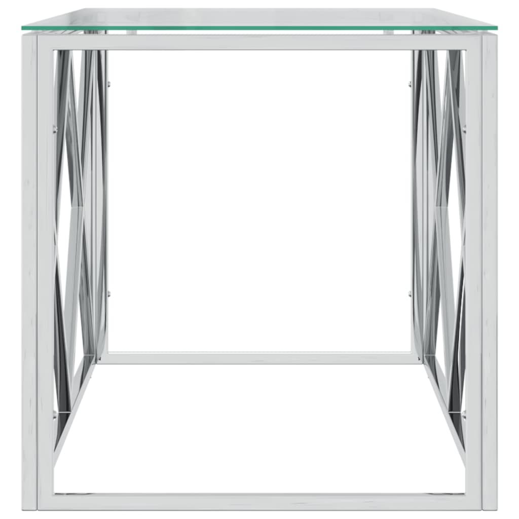 vidaXL Mesa de centro 110x45x45 cm aço inoxidável e vidro