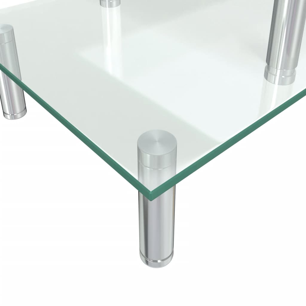 vidaXL Suporte de monitor de 2 níveis vidro transparente