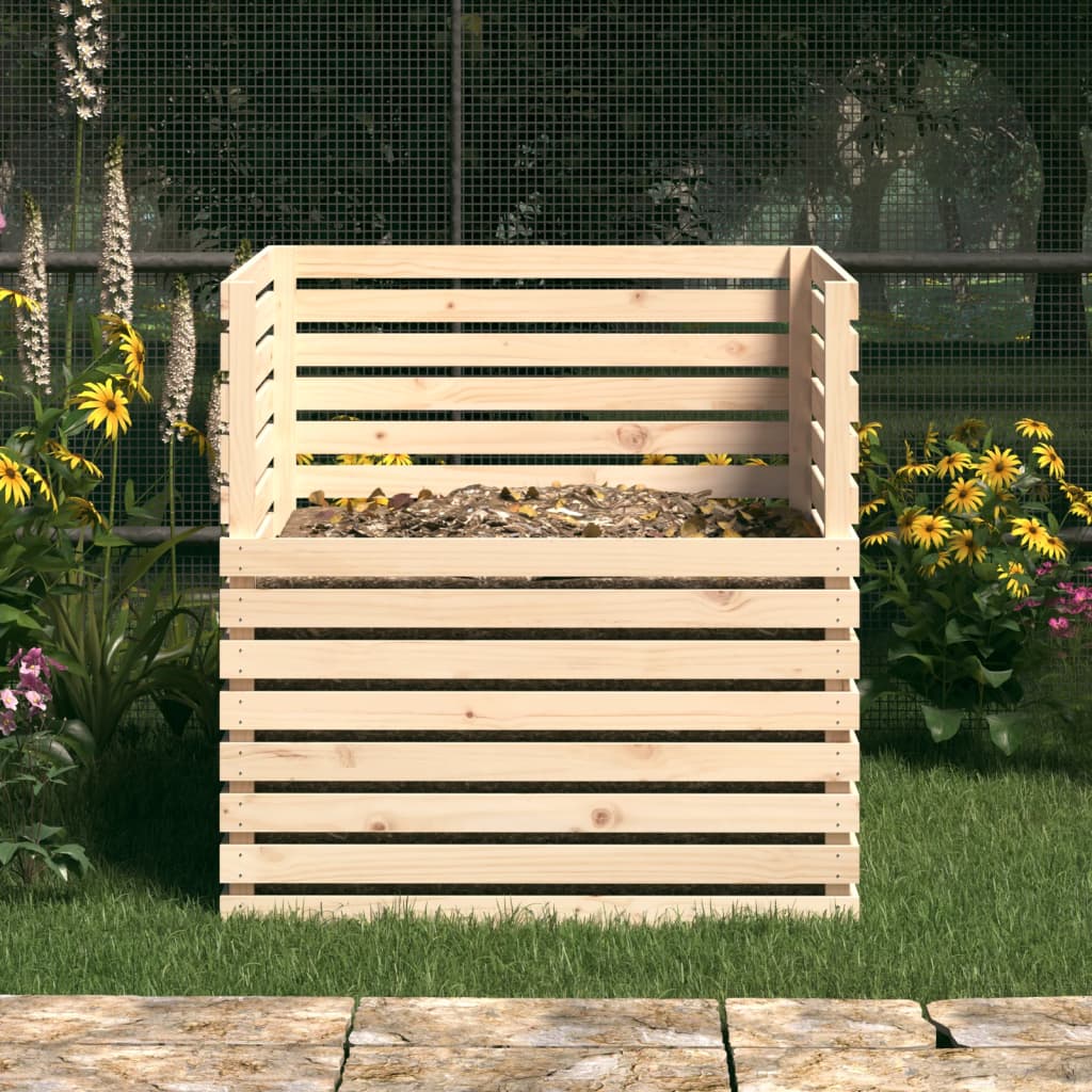 vidaXL Caixote de compostagem 100x100x102 cm madeira de pinho maciça