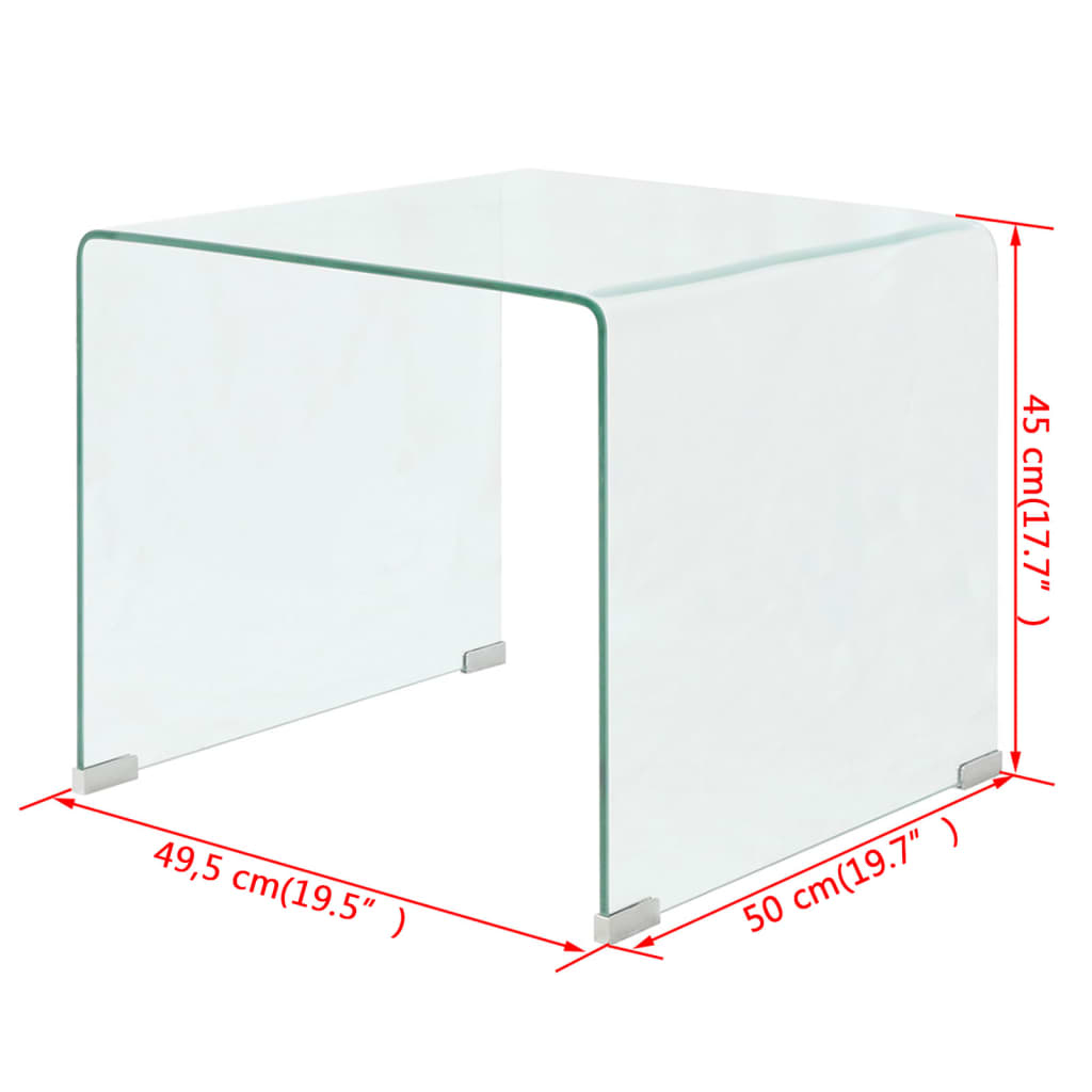 vidaXL Mesa de centro em vidro temperado 49,5x50x45 cm transparente