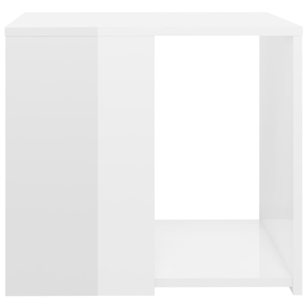 vidaXL Mesa de apoio 50x50x45 cm contraplacado branco brilhante