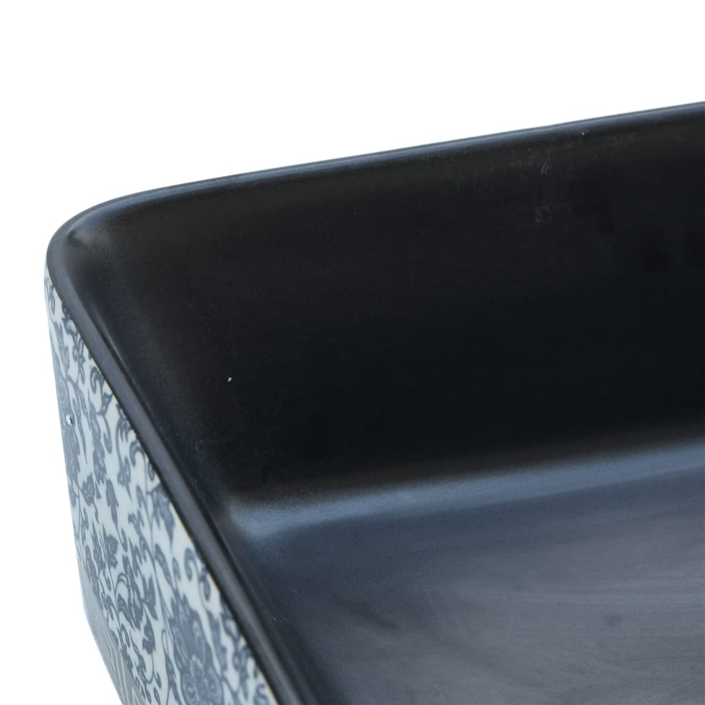 vidaXL Lavatório bancada retangular 46x35,5x13 cm cerâmica preto/azul