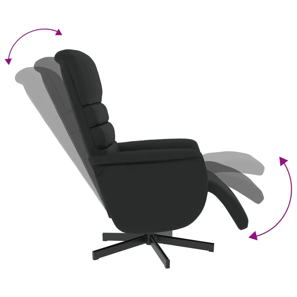 vidaXL Cadeira reclinável com apoio de pés couro artificial preto