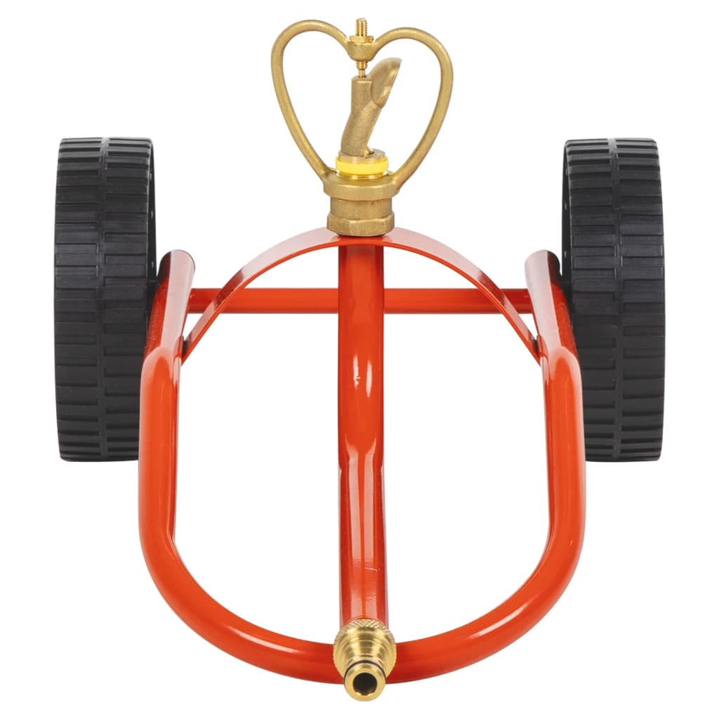 vidaXL Aspersor com rodas e cabeça rotativa aço vermelho