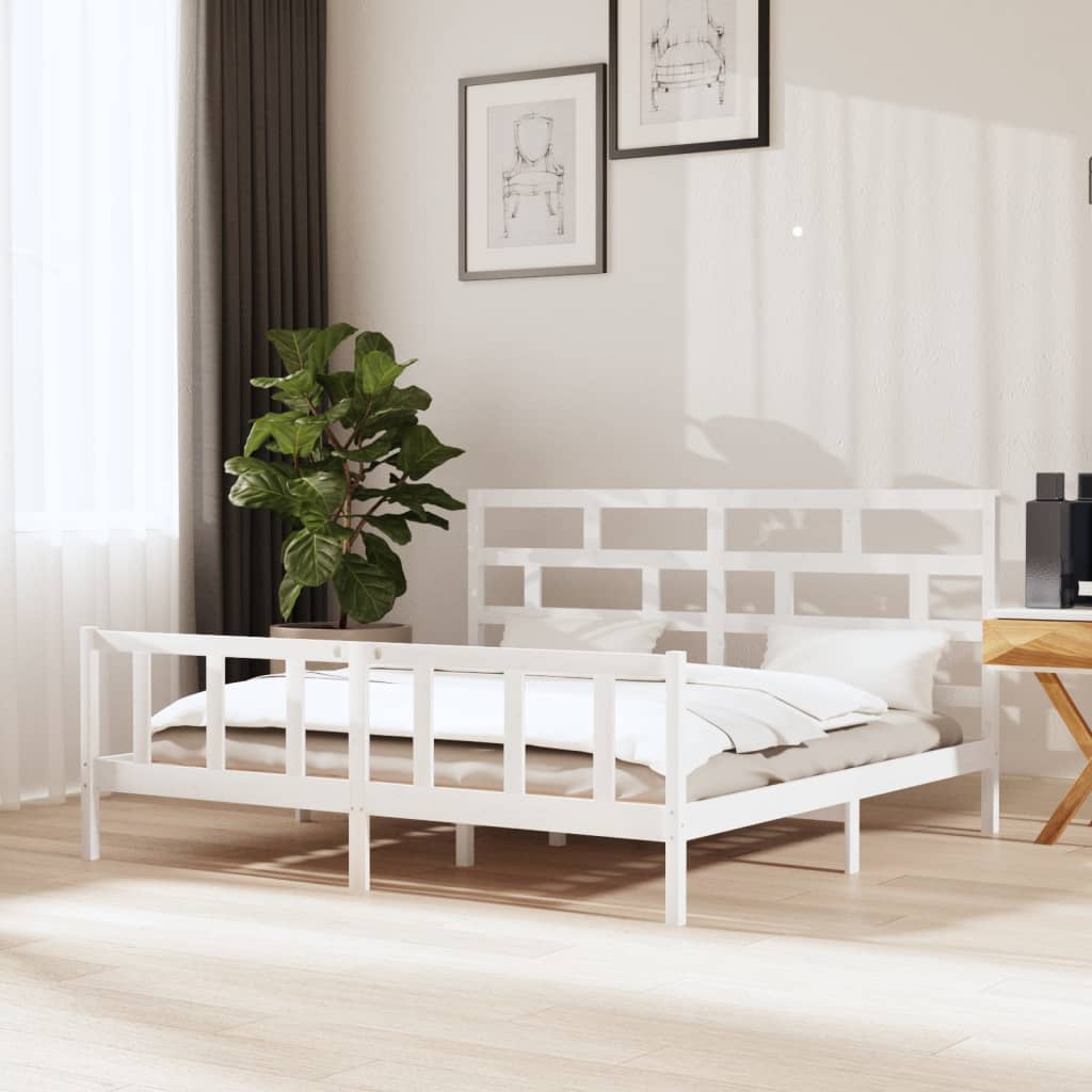 vidaXL Estrutura de cama 200x200 cm madeira de pinho maciça branco