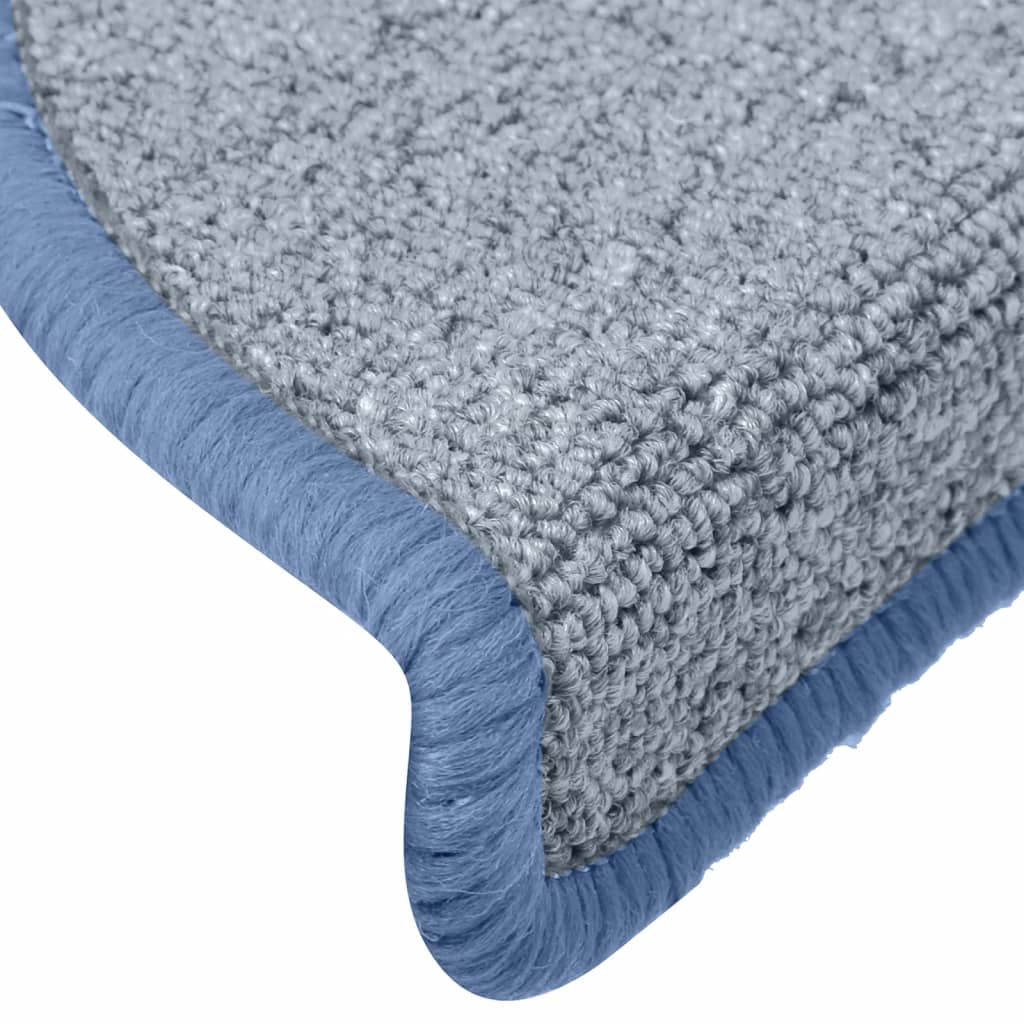 vidaXL Tapete/carpete para degraus 15 pcs 65x24x4cm cinza-claro e azul