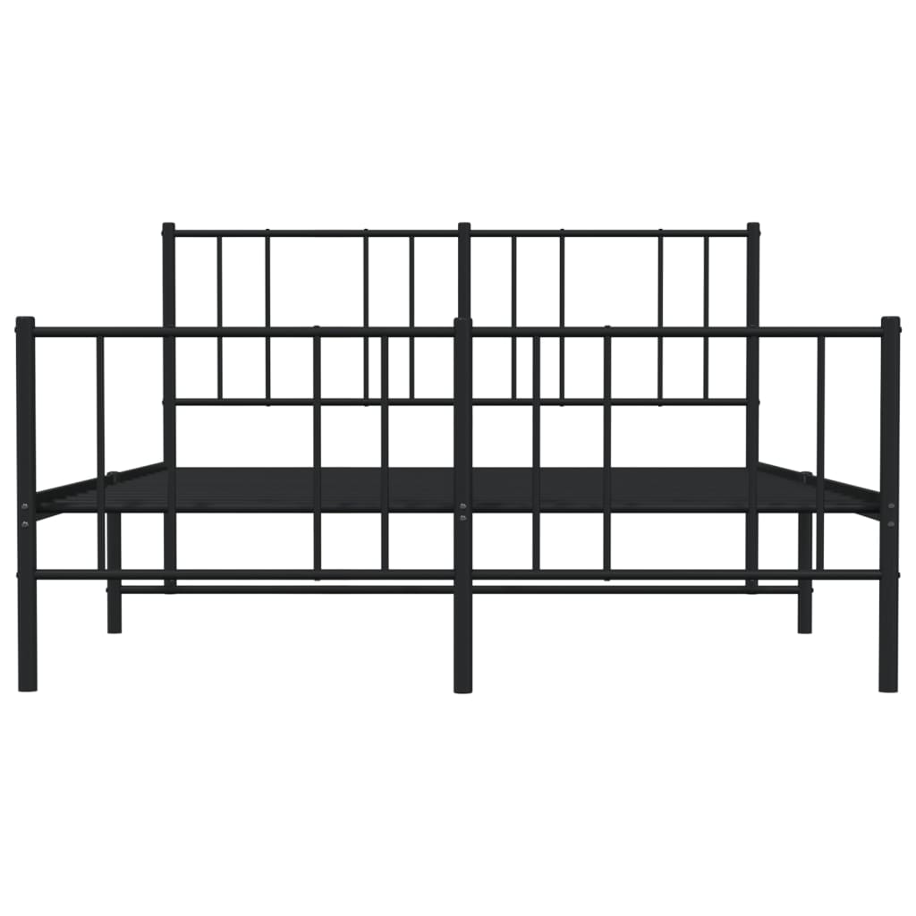 vidaXL Estrutura de cama com cabeceira e pés 135x190 cm metal preto