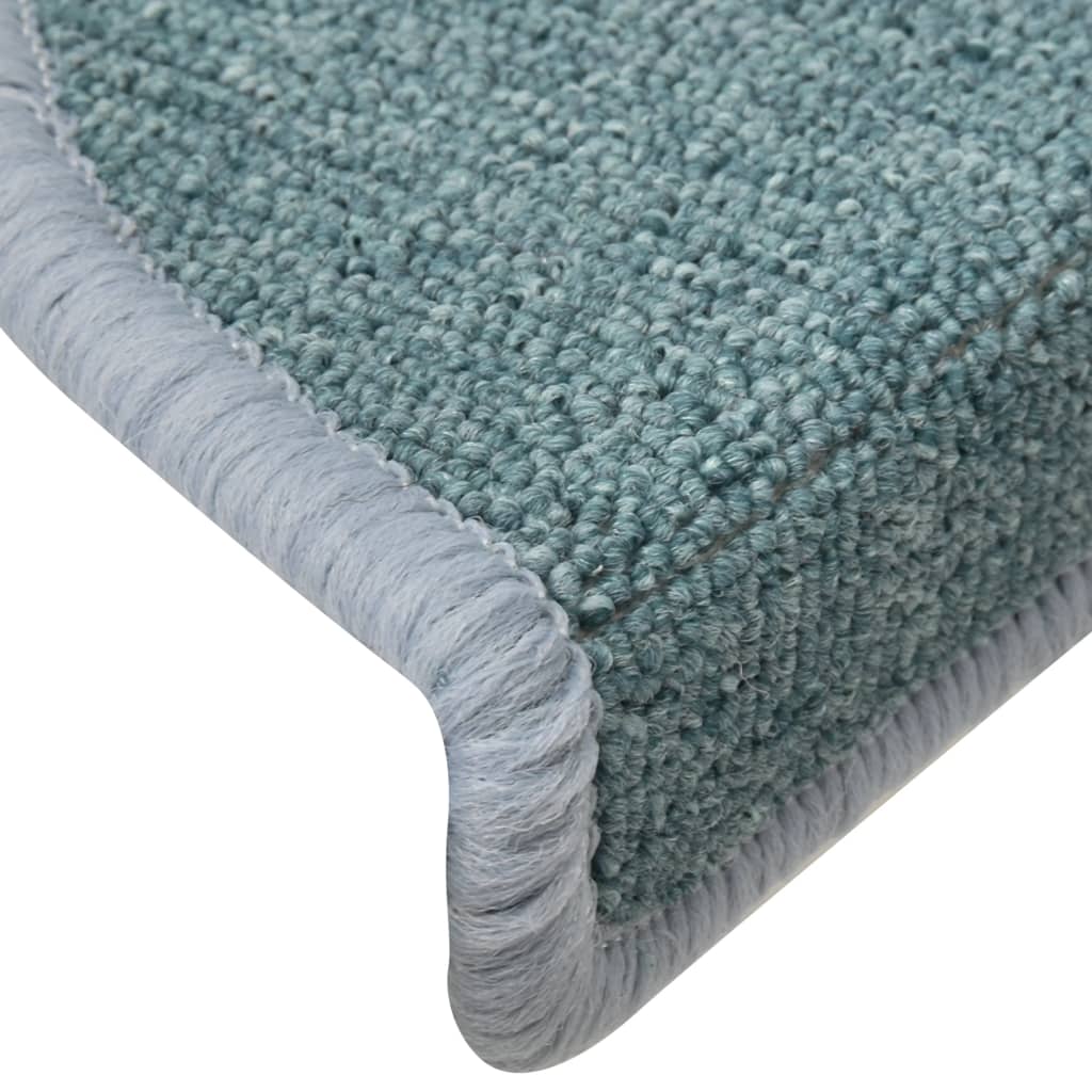 vidaXL Tapete/carpete para degraus 15 pcs 56x17x3 cm azul