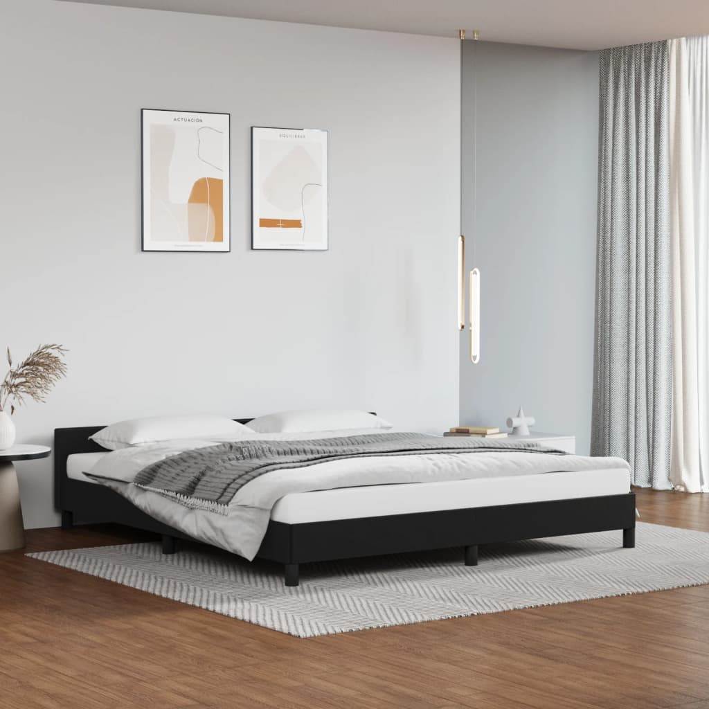 vidaXL Estrutura cama c/ cabeceira 160x200 cm couro artificial preto