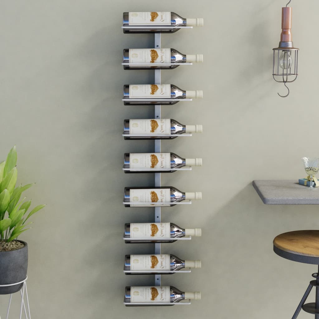 vidaXL Garrafeira de parede para 9 garrafas ferro branco