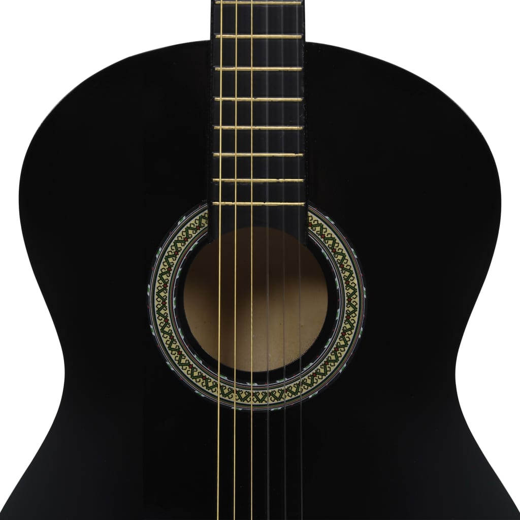 vidaXL 12 peças conjunto guitarra clássica iniciantes 4/4 39" preto
