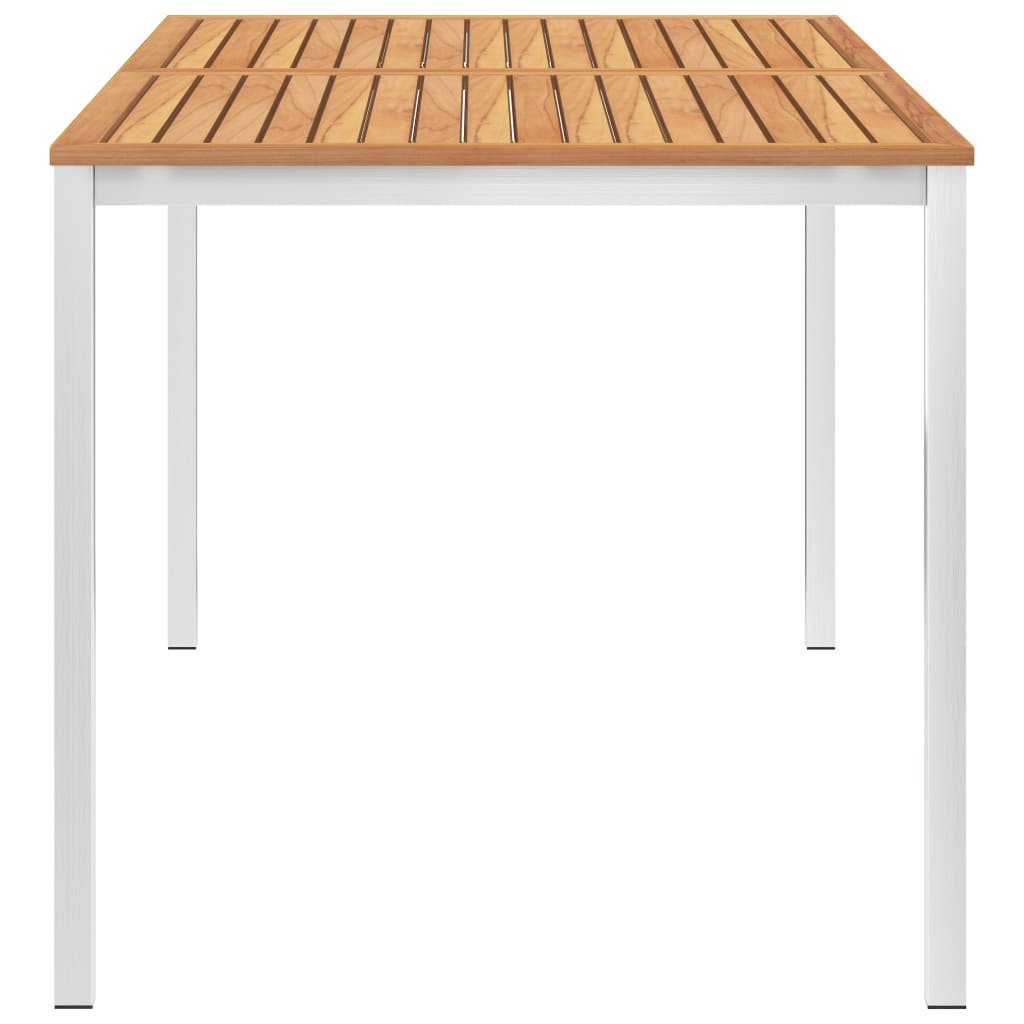 vidaXL Mesa de jantar jardim 160x80x75 cm teca maciça e aço inoxidável