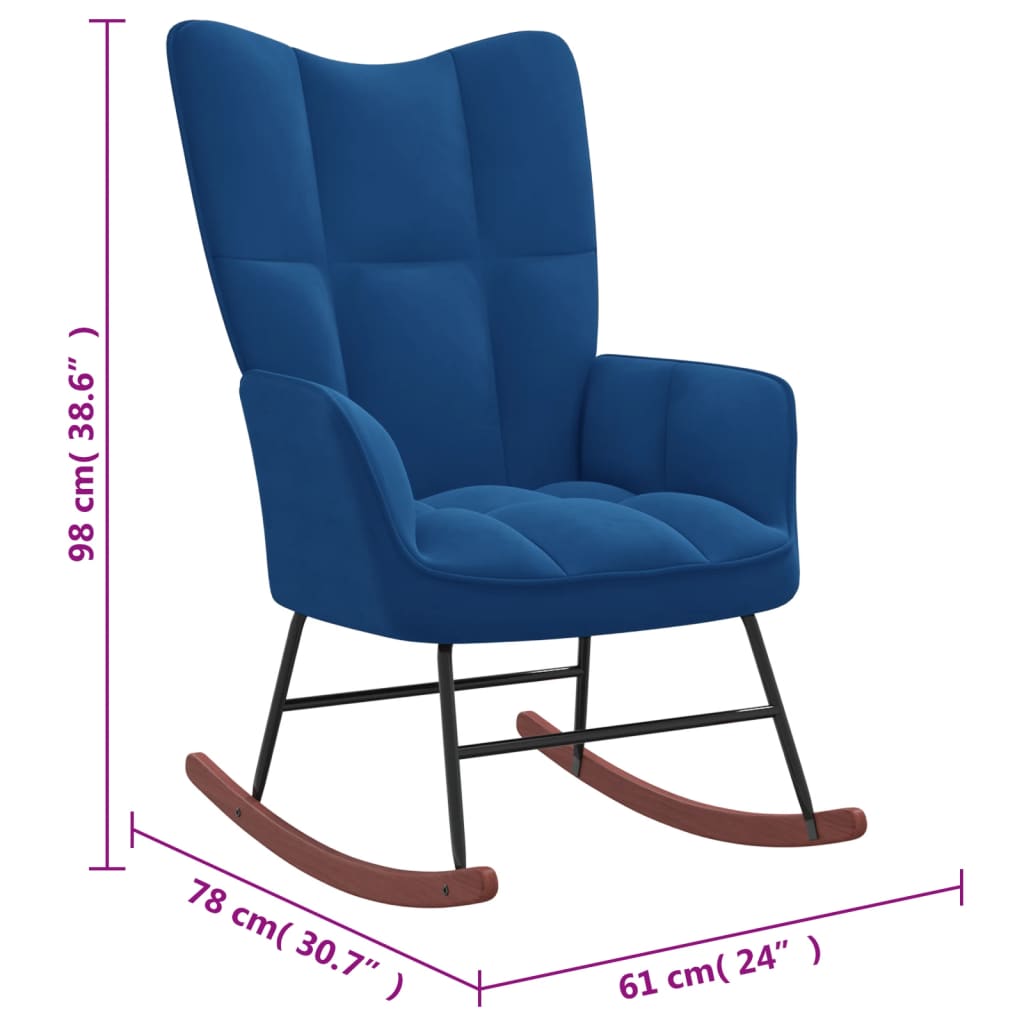vidaXL Cadeira de baloiço veludo azul
