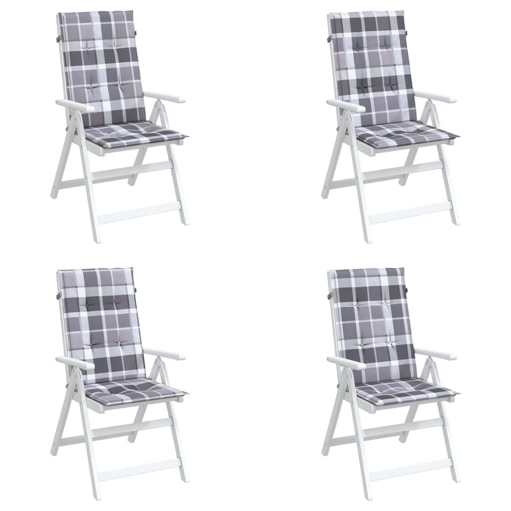 vidaXL Almofadões cadeiras altas de jardim 4pcs tecido xadrez cinza
