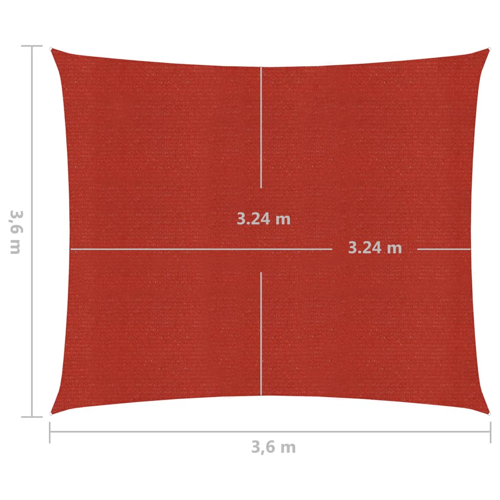 vidaXL Para-sol estilo vela 160 g/m² 3,6x3,6 m PEAD vermelho