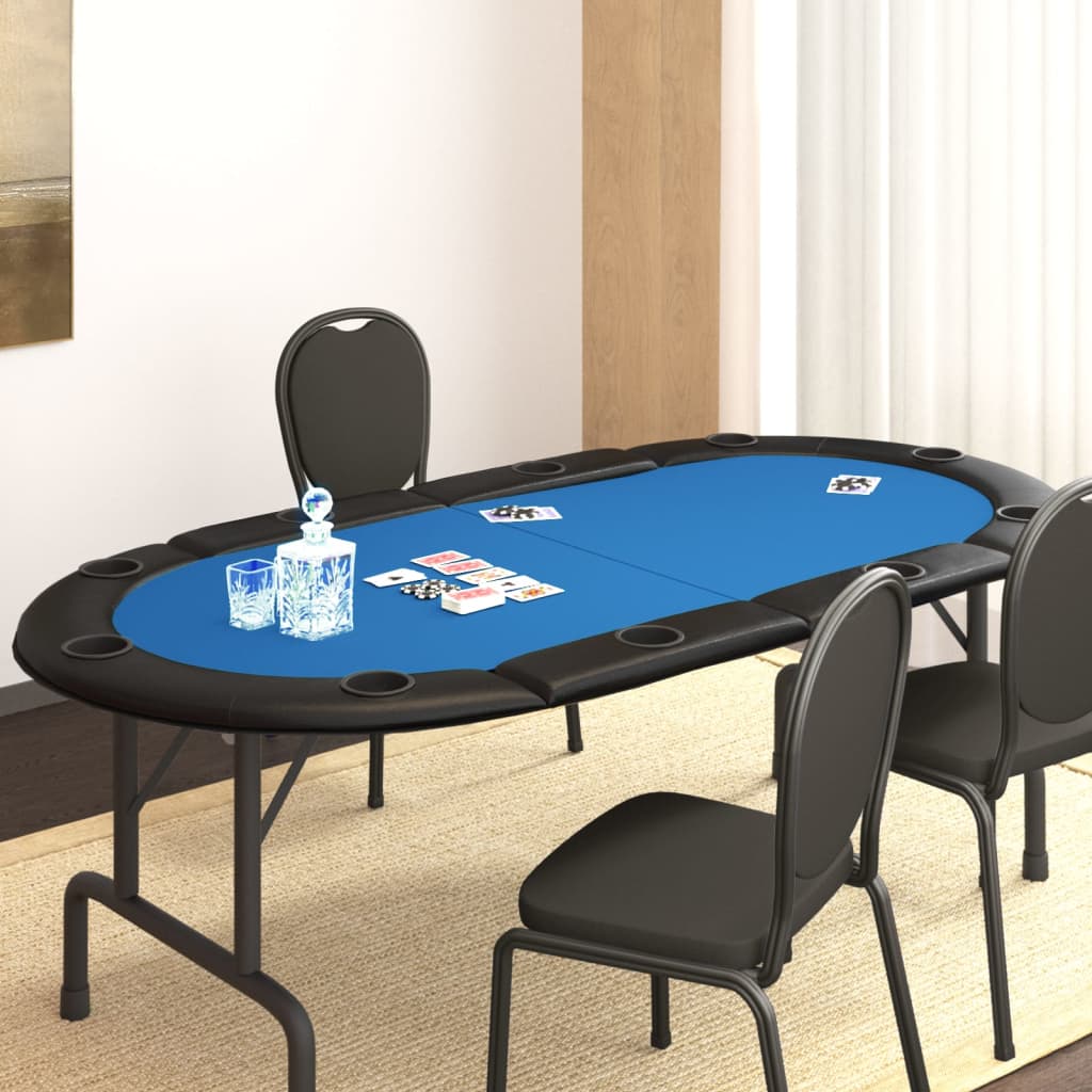 vidaXL Mesa tabuleiro póquer dobrável 10 jogadores 208x106x3 cm azul