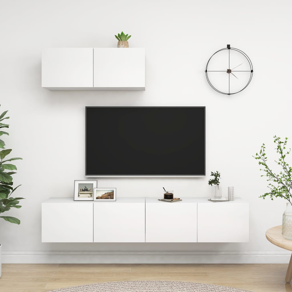 vidaXL Móveis de TV 3 pcs derivados de madeira branco
