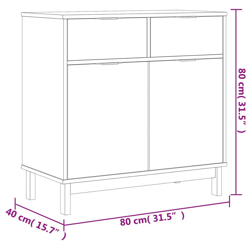 vidaXL Armário alto c/ portas de vidro FLAM 80x40x180 cm pinho maciço