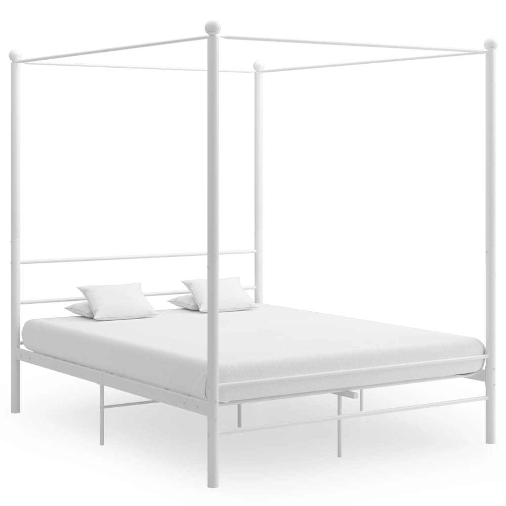 vidaXL Estrutura de cama dossel 160x200 cm metal branco