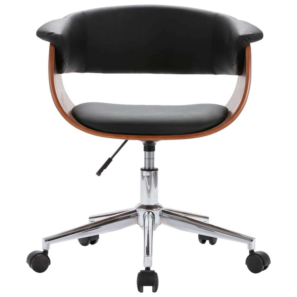 vidaXL Cadeira jantar giratória madeira curvada/couro artificial preto