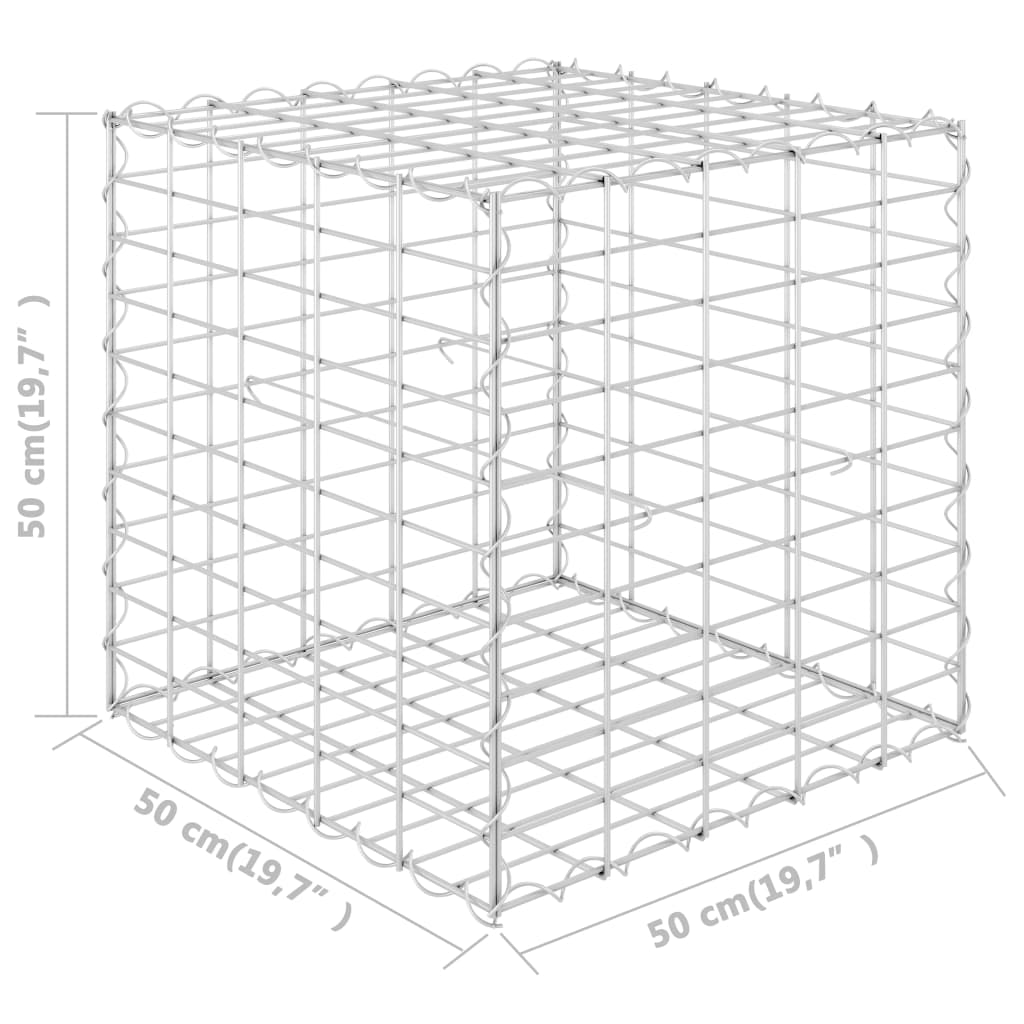 vidaXL Canteiro elevado/cubo gabião 50x50x50 cm cm fio de aço