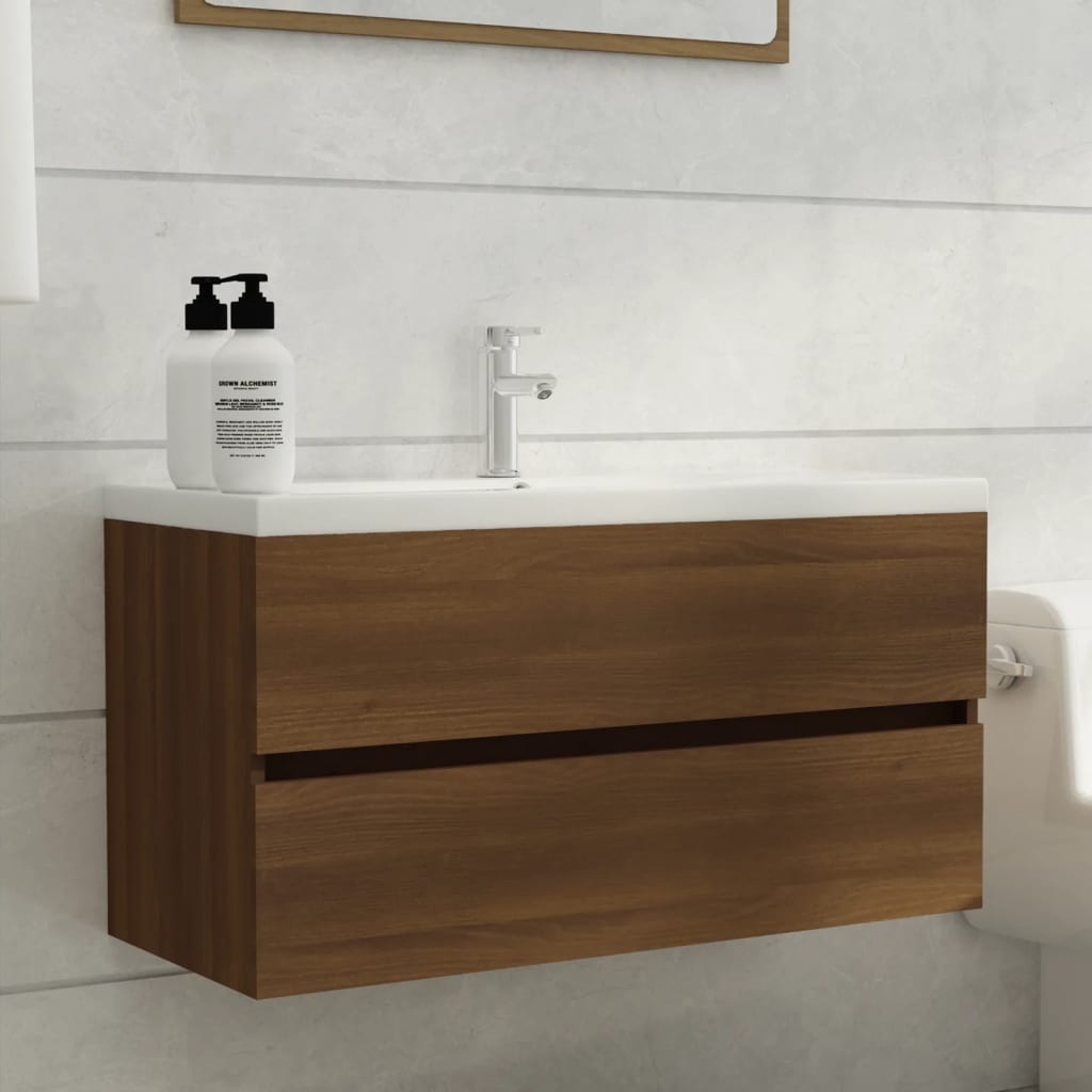 vidaXL Móvel p/ lavatório 90x38,5x45cm derivado madeira carvalho cast.