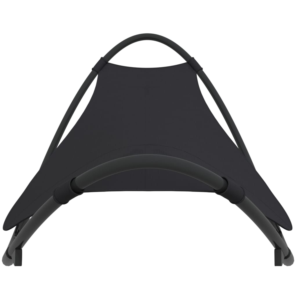 vidaXL Espreguiçadeira baloiço c/ rodas aço e textilene preto