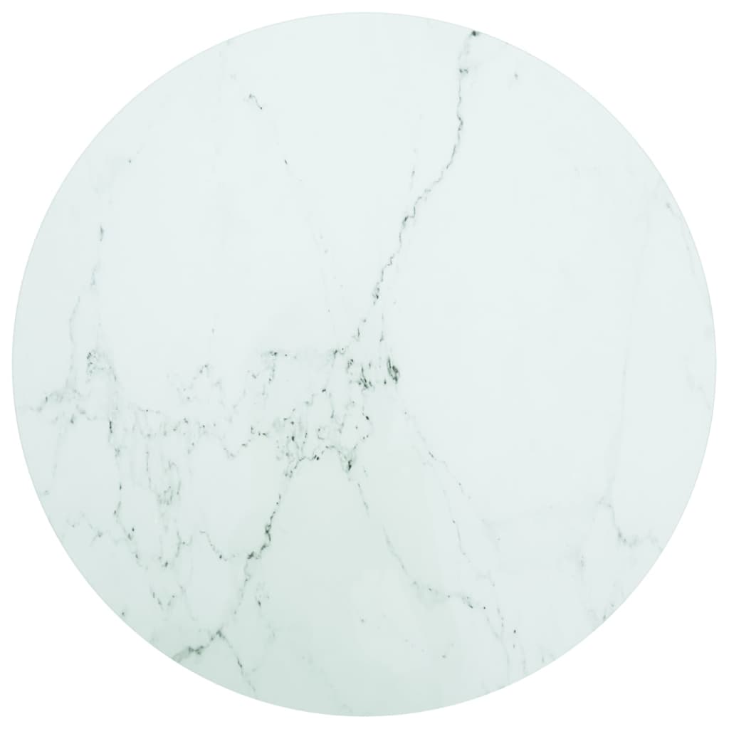 vidaXL Tampo mesa Ø70x0,8 cm vidro temperado design mármore branco