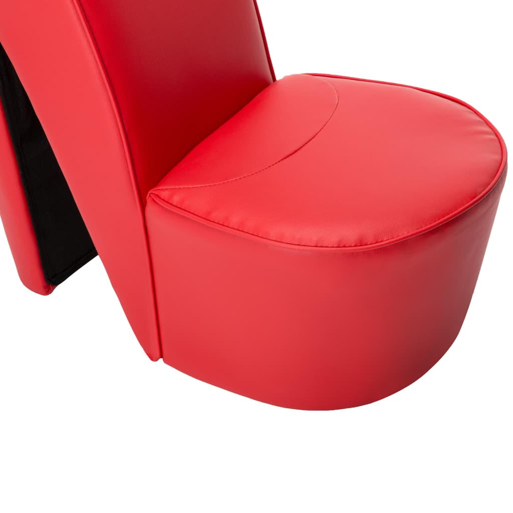 vidaXL Cadeira estilo sapato de salto alto couro artificial vermelho