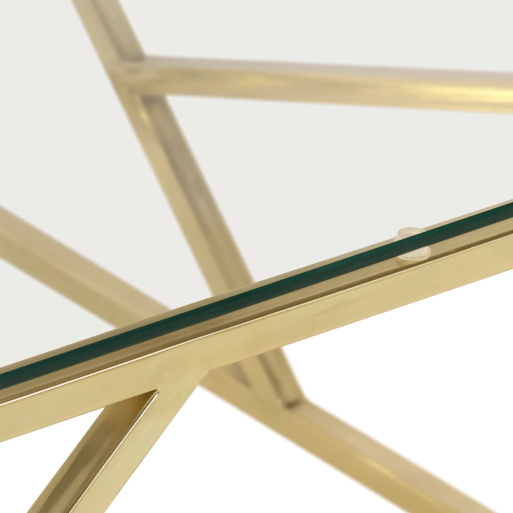 vidaXL Mesa de centro aço inoxidável e vidro temperado dourado